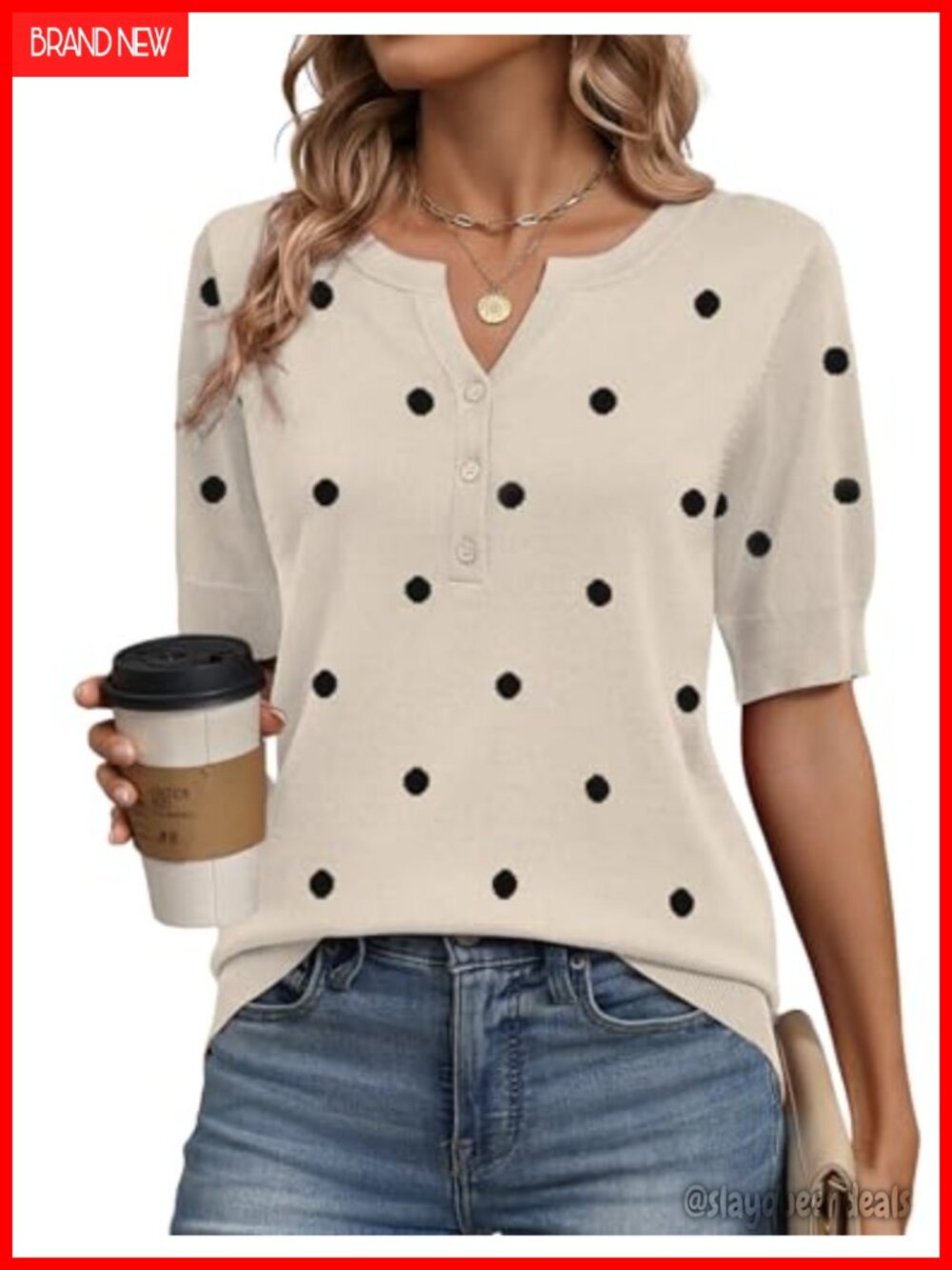 Short Sleeve V Neck Sweater Loose Fit Business Casual Work Top